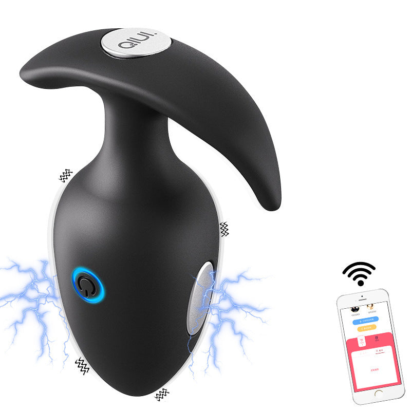Wireless Remote Control Electric Shock Plug Massager - Black Silicone Adult Wellness