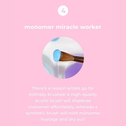 Kiara Sky Acrylic Brush #20 - Pink | 100% Pure Kolinsky | Crystal Cut Handle and Acetone Resistant