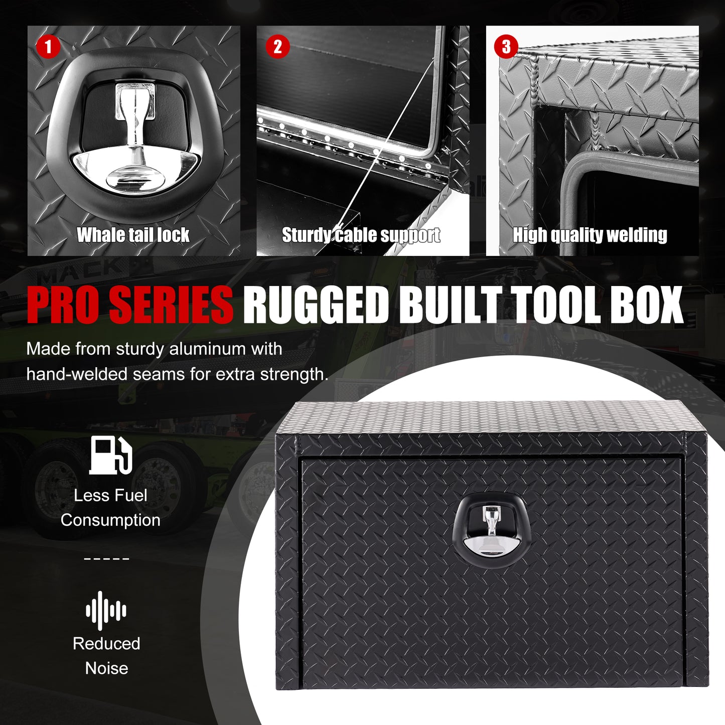 30 Inch Heavy Duty Aluminum Truck Tool Box - Waterproof Black