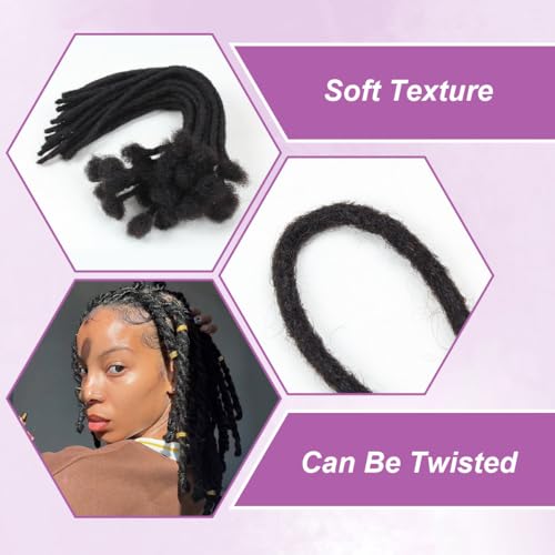 16 inch 50 Strands Loc Extensions Human Hair, 0.4cm Width 100% Human Hair Dreadlock Extensions for Men/Women, Can be Dyed Soft Dreads Extensions,Salt/Pepper