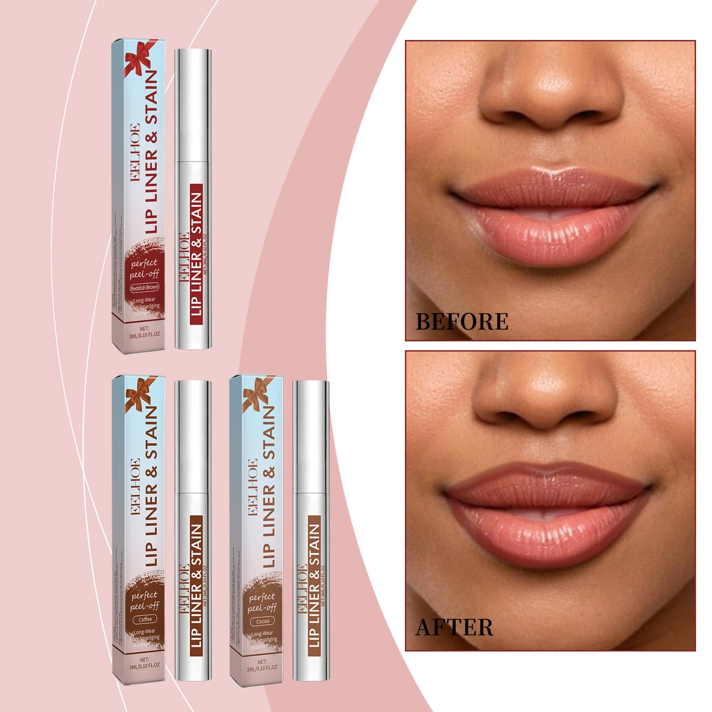 Peel-Off Lip Gloss Set Red Brown 3ml - Makeup Lip Color