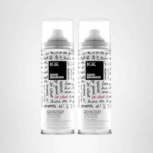 IGK GOOD BEHAVIOR Spirulina Protein Smoothing Spray | Keratin Like Treatment + Frizz Control + Heat Protectant | Vegan + Cruelty Free | 5.6 Oz (Pack of 2)