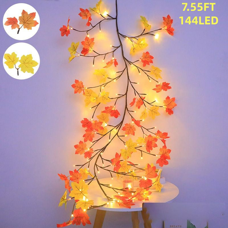 Indoor & Outdoor Autumn Leaf String Lights - Waterproof 144 LED Fall Decor for Halloween & Thanksgiving