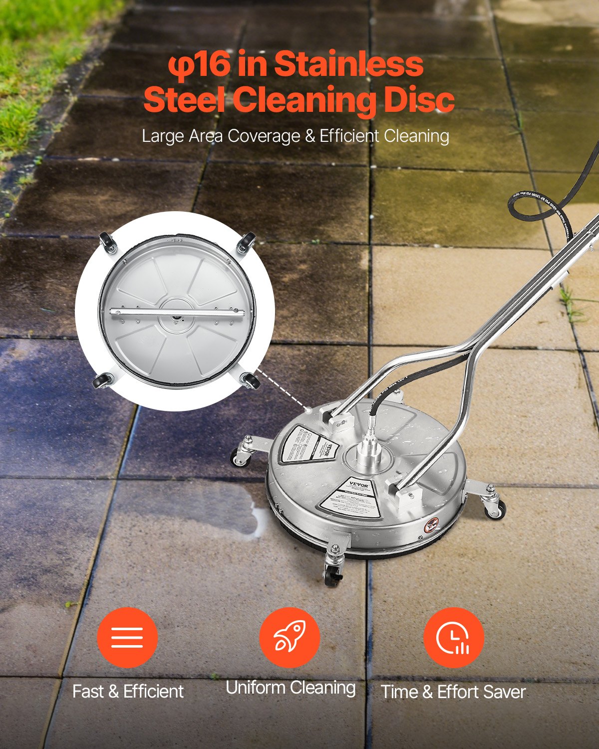 18-Inch Pressure Washer Surface Cleaner 4000 PSI with Dual Wheels
