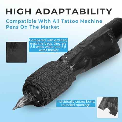 200PCS Tattoo Pen Covers with 6PCS Tattoo Grip Tape,Black Tattoo Machine Wraps Covers with Tattoo Pen Sleeves Bags Set Tattoo Supplies