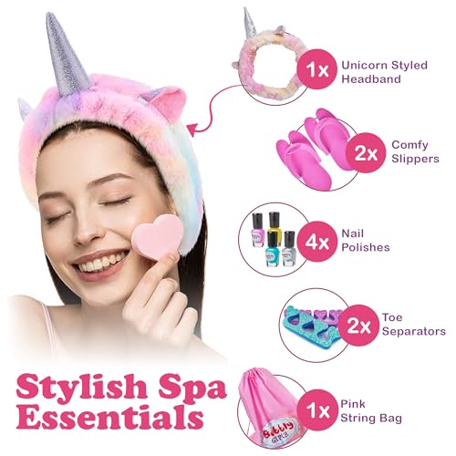 Kids Spa Day Kit for Girls, 42+ Piece Spa Toys with Waterfall Foot Spa, Nail Spa Kit, Pedicure and Manicure Accessories, Perfect Spa Kit for Girls Ages 6 7 8 9 10 11 12, Fun Birthday or Christmas Gift