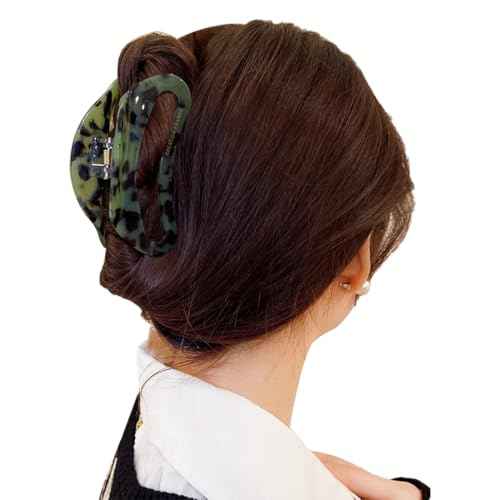 Wenlly crescent moon hair claw clip, 3.7 Inch cellulose acetate hair jaw clip, non-slip strong hair hold barrette, 1 piece, green