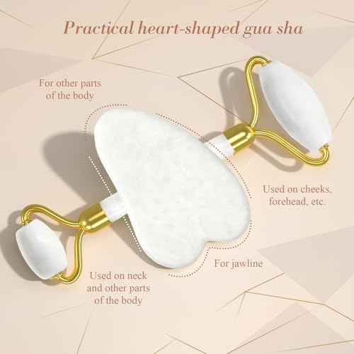 Gua Sha Facial Massage Tool & Jade Roller Set, Facial Massager for Face, Neck, Back, Arms, Legs, Eye,SPA Gifts for Women Gua Sha Facial Massager Reduce Puffiness and Improve Wrinkles