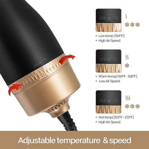 NOOR 4-in-1 Hot Hair Dryer Brush Frizz Control Blowout Hair Dryer Brush Blow Dryer Brush for Drying and Straightening Volumizing Hot Air Styler for All Hairstyles - Frizz-Free Hair in One Easy Step