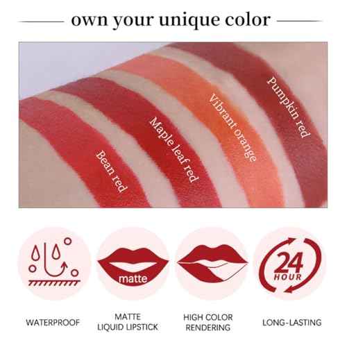 4 Colors Matte Lipstick Mini Little Tube Lip Stain, Velvet Lipstick Set, Red Moisturizer Smooth Lip Stick, Long Lasting 24 Hours Non-Sticky