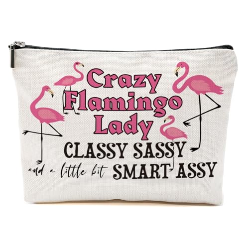 Flamingo Gifts, Flamingo Makeup Bag, Flamingo Bird Animal Lover Gifts for Women Mom, Flamingo Stuff Summer Cosmetic Bag, Flamingo Themed Gifts Funny Toiletry Bag Graduation Birthday Gifts