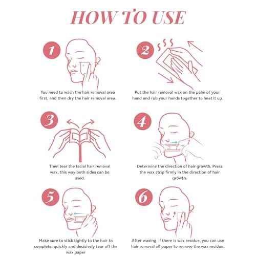 40PCS Facial Wax Strips for Hair Removal, Facial Hair Removal for Women, Waxing Kit for Women's Face, Bikini, Chest, Body, Arms, Legs, Back, & Brazilian | 40ct Waxing Strips & 4 calming Oil Wipes