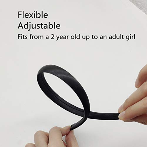 20pcs 15mm Wide Satin Fabric Covered Ribbon Flexible Headband Hairband Hair Band For Girls Women DIY Craft (Black)