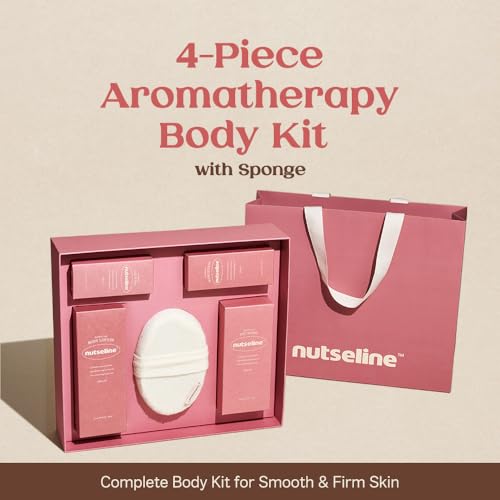 [AROMA NUT] Natural Body Care Gift Set ? Korean Skincare Firming Oil Wash 315ml + Body Lotion 200ml + Travel Sizes + Body Sponge | Moisturizing, Aromatherapy Spa Kit