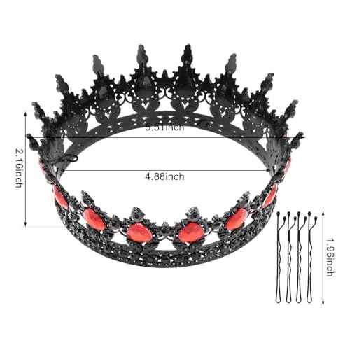 CAVETEE Crystal Crowns for Women Full Round Queen Tiara for Women Bridal Wedding Prom Princess Birthday Decorations Birthday Crown Cake Topper