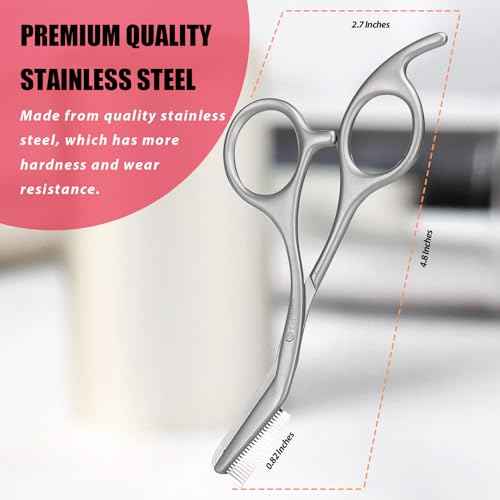 Eyebrow Trimming Scissors with Combs, Eyebrow Trimmers, Gifts for Men Women Stocking Stuffers, Stainless Steel Gray