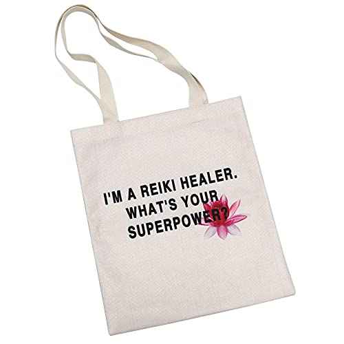 G2TUP Reiki Healer Thank You Gift I¡¯M A Reiki Healer What¡¯s Your Superpower Canvas Reusable Tote Bag (Reiki Healer Handbag)