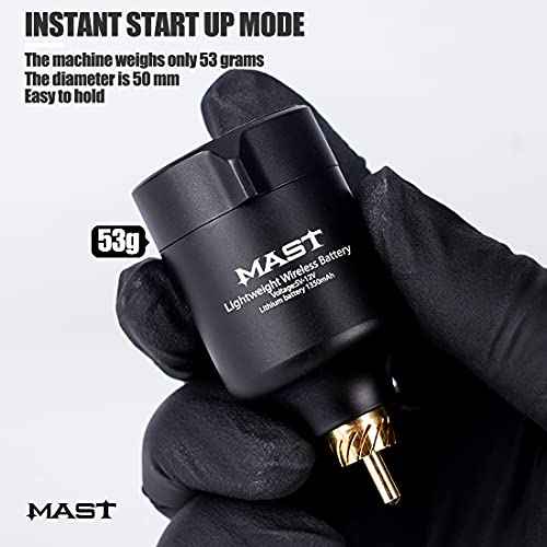 Mast T1 Tattoo Wireless Battery Power Supply Digital Display 50mm Length Lightweight for Tattoo Pen Machine (Short)