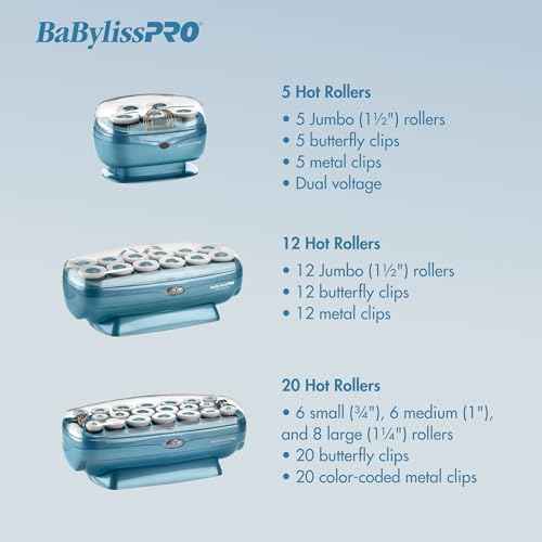 BaBylissPRO Jumbo Hot Rollers, Nano Titanium Hair Styling Tools & Appliances, 12 Count, (Pack of 1) BABNTCHV15