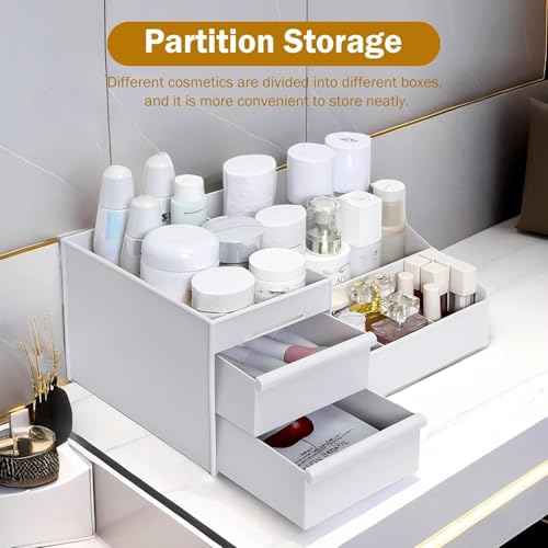 Large Makeup Organizer with Drawers - Multi-Functional Vanity and Countertop Storage for Cosmetics, Skincare, Perfume, Nail Polish, Brushes - Compact Desk and Bathroom Organizer for Women¡¯s Gifts