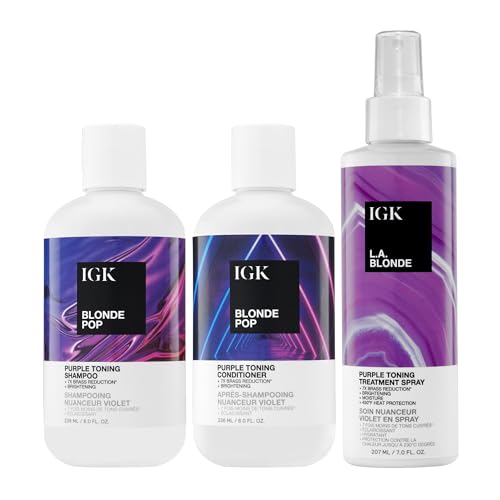 IGK BLONDE POP Purple Toning Conditioner | Brighten + Neutralize Brass | Vegan + Cruelty Free |