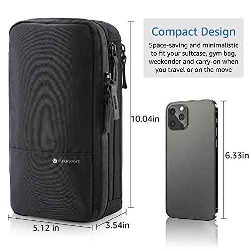 Purevave Compact Mens Toiletry Travel Bag, Mens Dopp Kit for Travel Waterproof, Wash Pouch Black