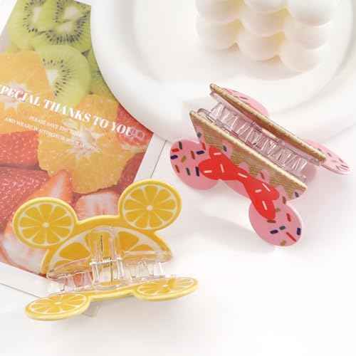 2Pcs Mouse Ears Hair Claw Clips for Women Girls, Cute Cartoon Mouse Ears Barrettes Hair Accessories for Thin Hair, Small Medium Party Fun Gifts for Theme Park Trip Essentials