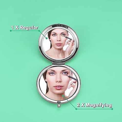 Religious Gifts for Women Travel Makeup Mirror Inspirational Christian Encouragement Present Religious Scripture Gifts Compact Makeup Mirror Retirement for Women Silver
