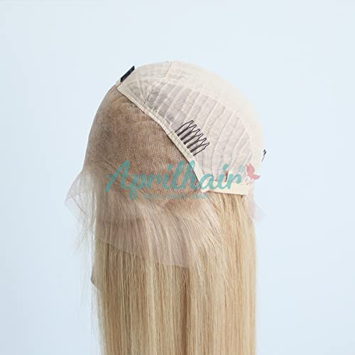 Pre-plucked #27 Honey Blonde 13X4 Lace Front Wigs Straight Glueless 150% Density Brazilian Virgin Human Hair (27 Frontal Wig, 14 INCH)