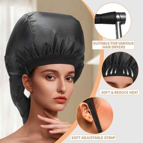 Generic Ultimate Hooded Hair Dryer Cap ?Hair Dryer Cap Perfect for Speedy Drying & Deep Conditioning at Home (Dark Black)