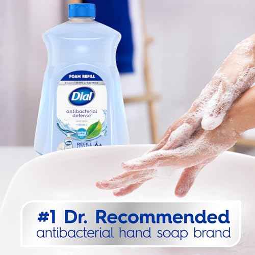 Dial Antibacterial Defense Foaming Hand Soap + Aloe, Spring Water Scent, 52 Fl Oz Hand Soap Refill, Dermatologist-Tested, Gentle on Skin