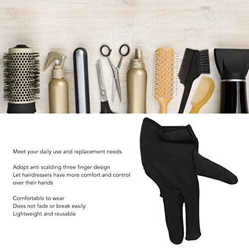 LIZEALUCKY 2pcs Barber Glove Gloves Finger Cover, Three Fingers Gloves Insulated Gloves, Barber Straightening Splint Styling Heat Protector Glove for Barbe