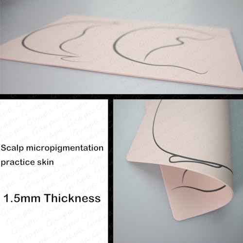 3pcs Tattooing and Permanent Makeup Practice Skin Scalp Micropigmentation Supplies Double-Sided SMP Silicone Sheet (Pink Skin- Blank Face and Scalp Template)