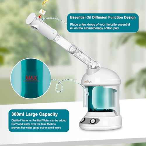 Facial Steamer, Nano Ionic Face Steamer for Facial Deep Cleaning Portable Ozone Steamer with Extendable 360¡Æ Rotating Arm, Humidifier for Home Salon Spa or Personal Care (Blue)