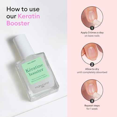 Manucurist Keratin Booster ? Nail Strengthener for Damaged Nails ? Nail Care with Plant-Based Keratin, AHAs, PHAs, MSM, Silicon, and Vitamin B8 ? 97.5% Natural-Origin Ingredients