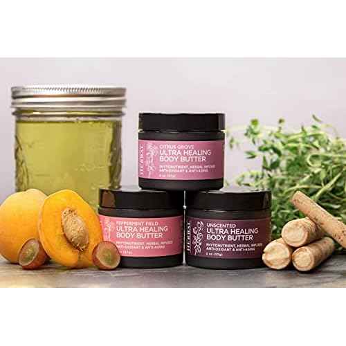 Ora's Amazing Herbal Ultra Healing Body Butter, Intensive Moisturizer For Dry Skin, Spearmint & Bergamot Essential Oil, 8 oz, Peppermint Field Scent