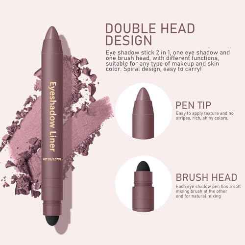 2 PCS Plum Eyeshadow Stick, 2-in-1 Eyeliner & Eyeshadow, Shadow Liner Duo Plum, Waterproof, Smooth, Easy to Color, Eye Shadow Crayon for Effortless Smoky & Natural Eye Makeup