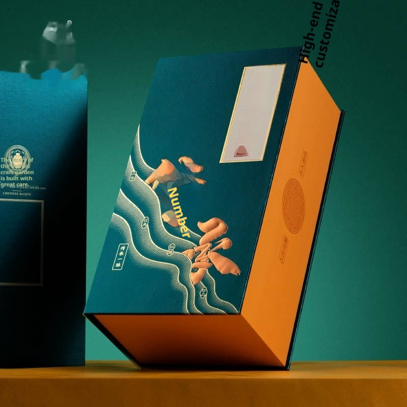 Gold-Plated Silk Screen Liquor Book Box for Home & Party Decor