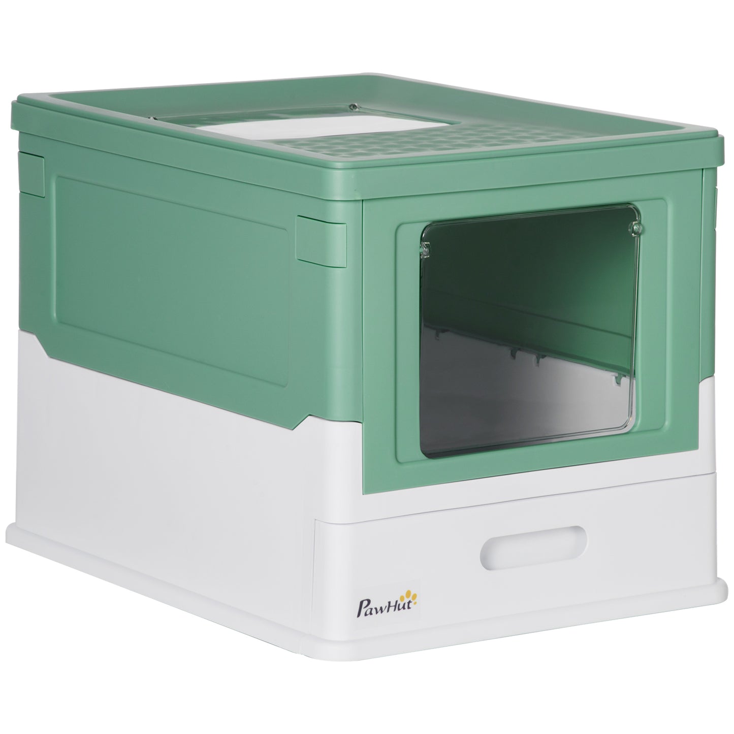Large Enclosed Portable Cat Litter Box with Scoop - Green