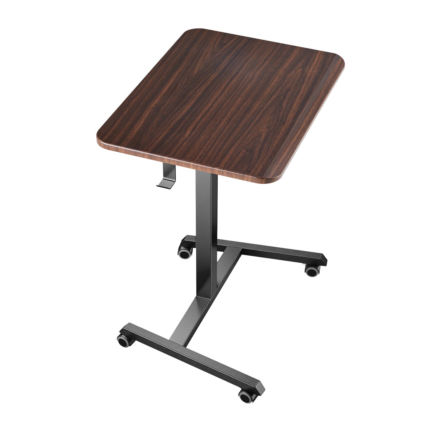 Adjustable Height Standing Desk with Casters - Small Mobile Sit-Stand Workstation, 25.6x19 In, Brown