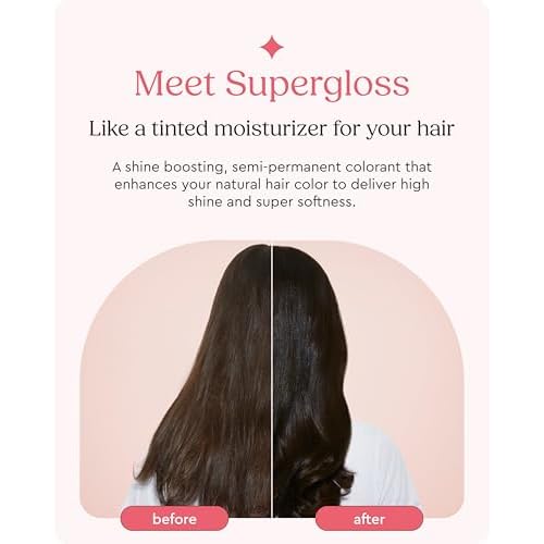 Glaze Supergloss Color Conditioning Gloss With Dispensing Pump ? Hydrating Semi-Permanent Color Hair Gloss & Shine Boost ? For Natural Medium to Dark Brown Hair ? 6.4 Fl Oz - Sleek Espresso