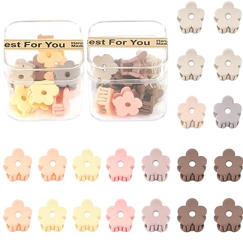 YISSION Mini Hair Clips for Girls and Women - 20Pcs Colorful Flower and Claw Clips for Thin or Thick Hair, with Box Package