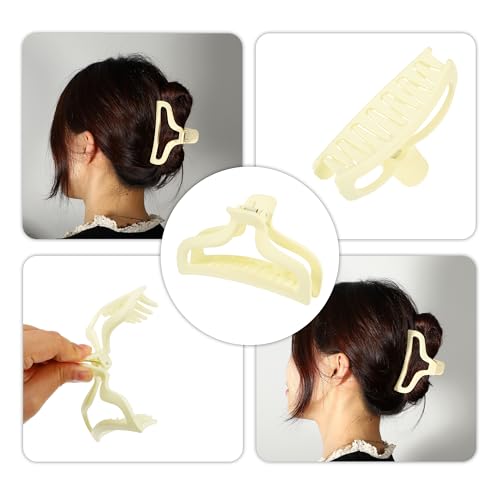 VOCOSTE 1pc Plastic Hair Claws, Hair Clips, Hair Barrettes for Women, Light Yellow, 3.78''x1.85''x1.42''