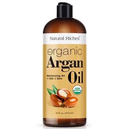 Natural Riches Organic Argan Oil of Morocco 16oz Penetrating Hair oil Deep Moisturizing Serum for Dry, Damaged & Coarse Hair pure Moroccanoil Cold Pressed for Hair, Face and Body