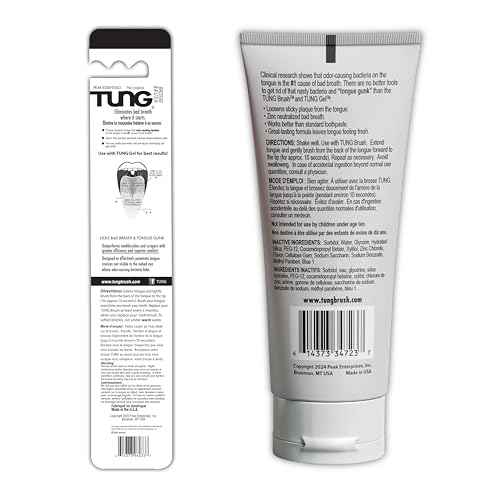 Tung Tongue Cleaning Kit, Tung Brush and Gel, Bad Breath Odor Eliminator, Halitosis Defense, USA Made (Set of 1)