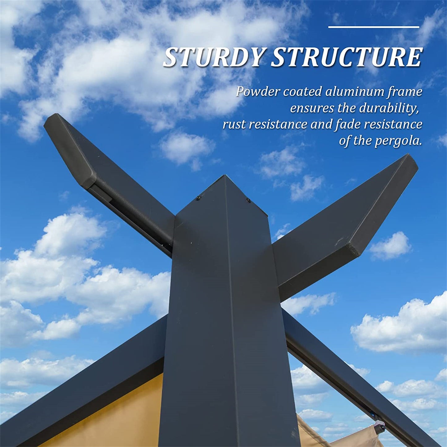 Outdoor Retractable Pergola With Weather-Resistant Sun Shade Canopy,