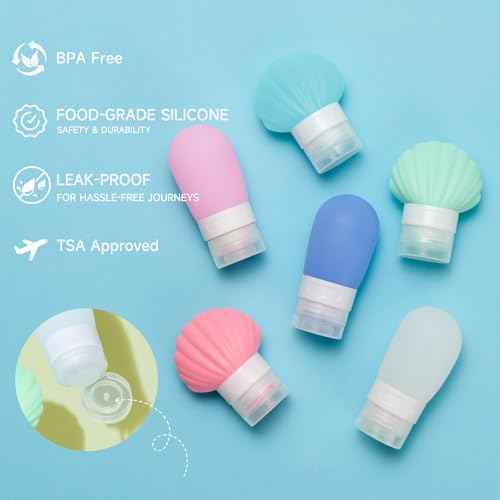 Leak Proof Squeezable Silicone Travel Bottles, Reusable, Refillable Bottles, Bulb Shape, Sustainable, TSA Carry On Approved Toiletries Containers, 3pcs (2oz/60ml)