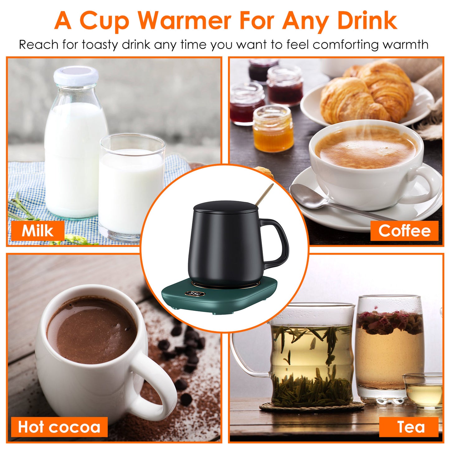 Electric Coffee Mug Warmer with 3 Temperature Settings - USB