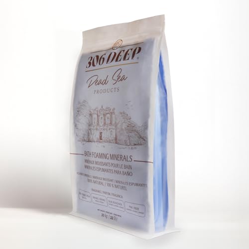 306 Deep Dead Sea Bath Salts Foaming Minerals - Blue Dead Sea Coarse Mineral for Soaking with Lavender Essential Oils, Alternative to Magnesium Flakes and Epsom Salt, Relaxing Bath Products