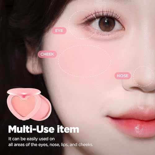 lilybyred Luv Beam Cheek Balm | Heart-Shaped Korean Cream Blush, Semi-Matte Finish, Long-Lasting, Blendable & Buildable, Soft Creamy Texture, Lightweight, Natural Flush, 0.12 oz.(12 Hearty Pink Beige)